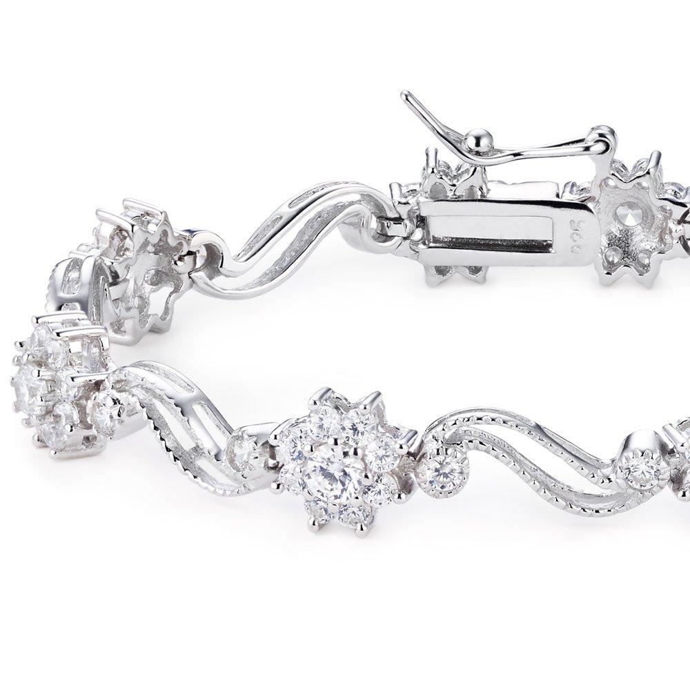 Gift from New York Bracelet for Platinum 925 Gift for Women Women, Finish, Flower, Silver, Hypoallergenic,