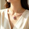 Titanium Steel Photo Locket Pendant Necklace Openable Glazed Flower Choker Girl
