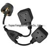 35CM 13A UK 1-to-2 Adapter Power Cord, British Standard Three-Hole, 1.5 Sq Mm Female Plug Extension.