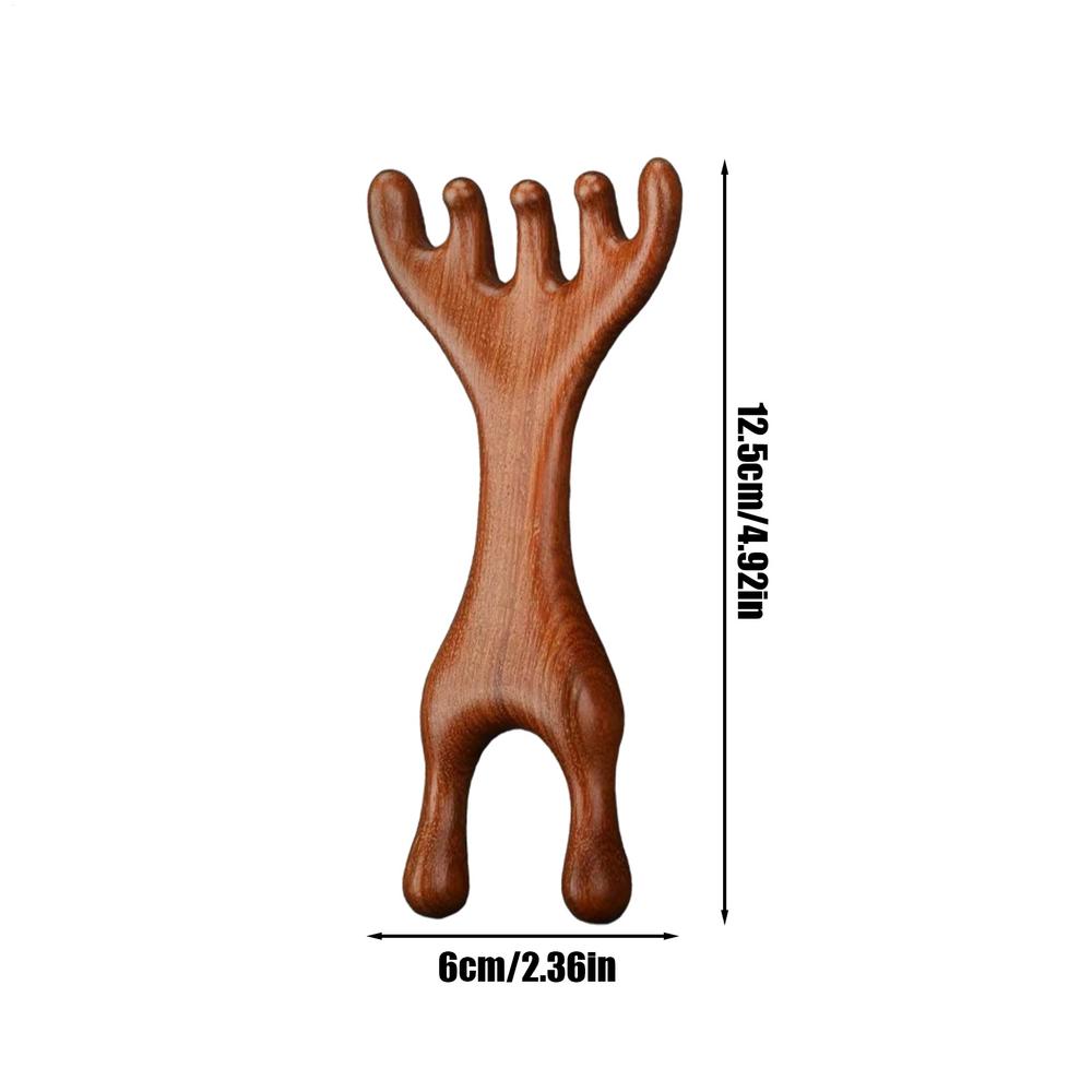 Body Meridian Massage Comb Sandalwood Deer Antlers Wide Tooth Acupuncture Help Blood Circulation Anti-static Smooth Hair