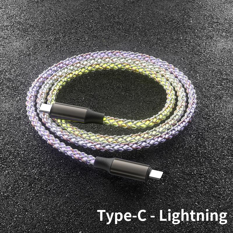 RGB Gradient Fast-Charging Data Cable - 3-in-1 with Running Light