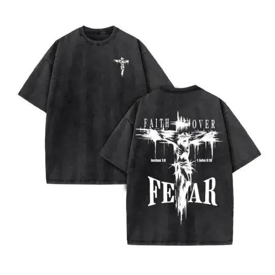 Christian Unisex Women Washed Graphic Print T Shirt Version Casual T Shirt Cotton Christian Vintage T Shirt Harajuku Style