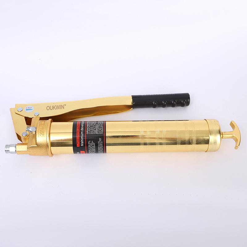 Gold-Plated Heavy-Duty Manual Grease Gun with Double Pressure Lever