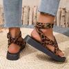 New Summer Women's Plus Size Toe Loop Thick Soled Casual Outdoor Buckle Strap Sandals