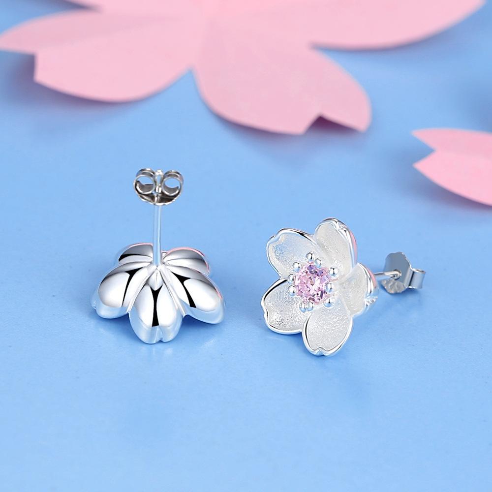 Cherry Blossom Stud Earrings Fashion Simple Design Lightweight Floral Jewelry for Everyday Wear and Casual Occasions