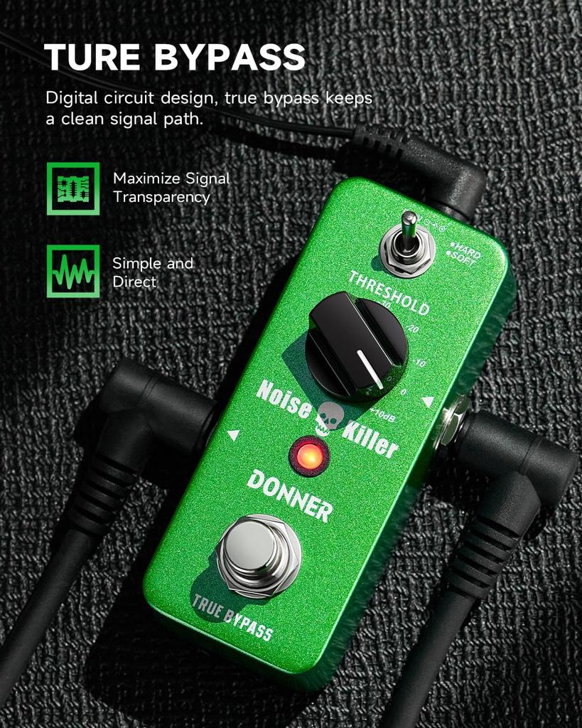 Kytarový pedál Donner Noise Gate Effector, 2 režimy Noise Killer (Hluková brána)