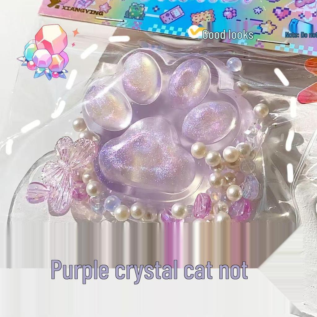 Large Crystal Clear Cat Paw Decompression Toy - Soft Rubber, Slow Rebound, Cute Squeeze Stress Relief Clay