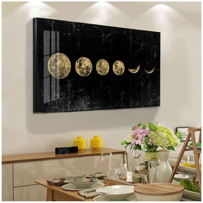 Imprimir Universo Longo Banner Arte Pintura Decoração de Casa Tamanho Grande Eclipse da Lua Arte de Parede Imagem Minimalista Pôster de Tela