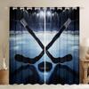 Ice Hockey Curtain Living Room Pucks Sports Ball Games Panel Winter Extreme Sport Theme Curtains Drapes Blackout Polyester Ideal For Sitting