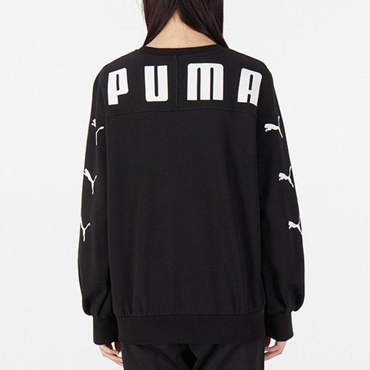 Puma Sbk Logo Print Loose-Fit Sporty Pullover Sweatshirt Women Tops Black 537019-01
