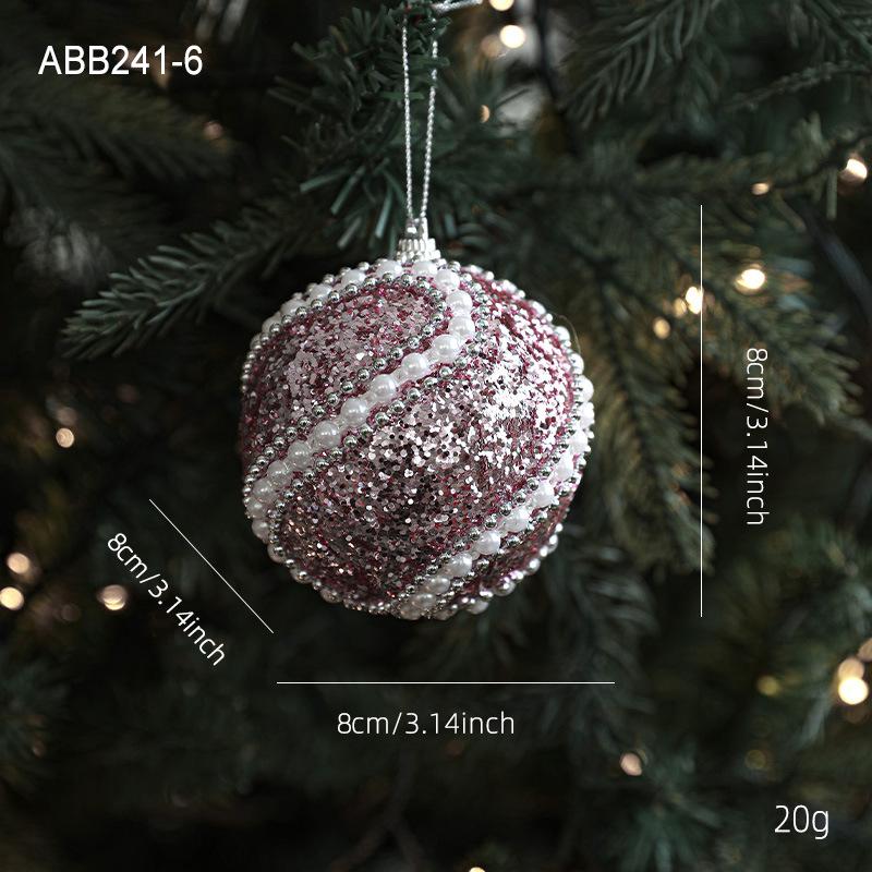 New pink foam Christmas ball pendant shiny glitter Diamond Powder Christmas Tree Hanging Ball Decor Navidad Decor 2025