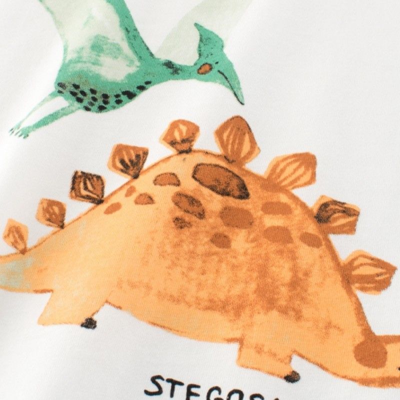 27Kids Summer Children's Clothing Boys' Short-Sleeved T-Shirts Kidsren's Dinosaur Tops Boys' Pure Cotton Raglan Sleeve Clothes