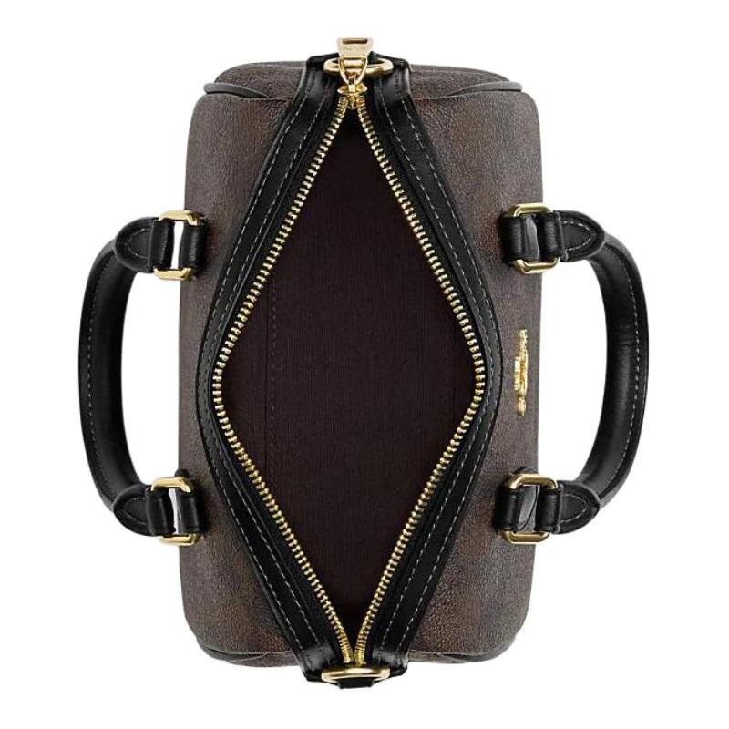 Coach Rowan 18 Frontlogo klassisch und elegant PVC Schulter Crossbody Tasche Handtasche kleine Größe Damen braun Presbyopie und schwarz