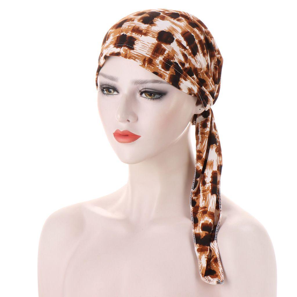 Leopard Print Headscarf Cancer Hair Loss Muslim Hijab Chemo Hat Turban Cap Head Wrap