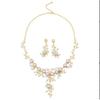 High-end Faux Pearl and Diamond-studded Jewelry Birthday Set Bride's Wedding Necklace and Earrings Set