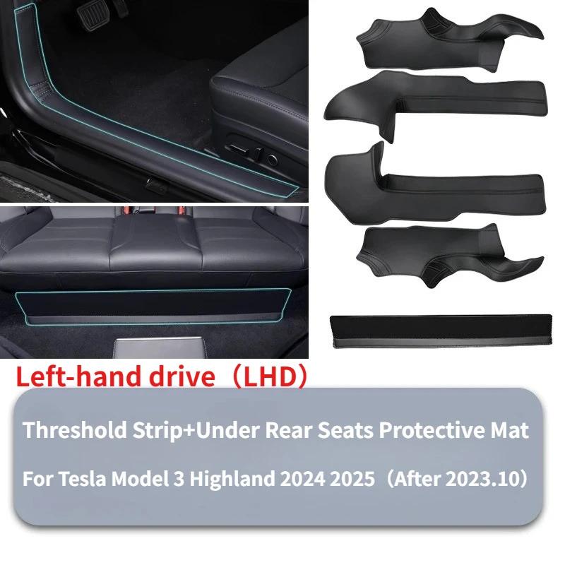 For Tesla Model 3 Highland Model Y Juniper PU Front Rear Door Sill Protection Strip Seat Anti-kick Pad Corner Guard Accessories