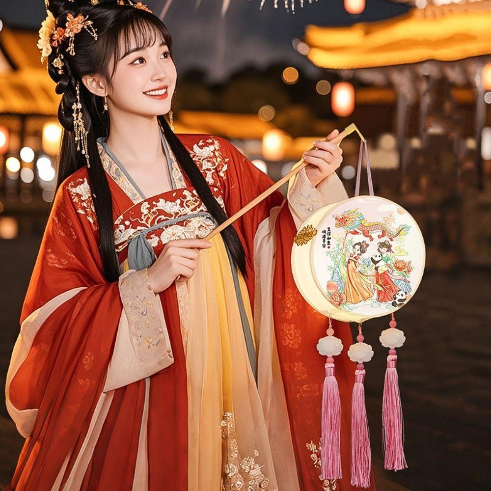 Craft Lantern Handmade DIY Pack Round Hand-held LED Lamp  Festival Celebration