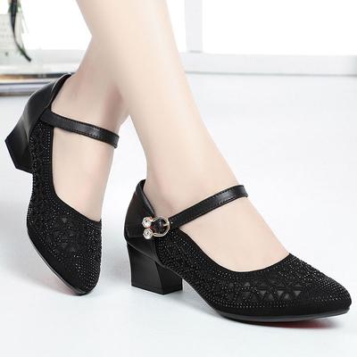 Sandals Women 2025 New High-heeled Sandals Mesh Sandals Hole Shoes Hollow Breathable Single Shoes New Soft-soled Mother
