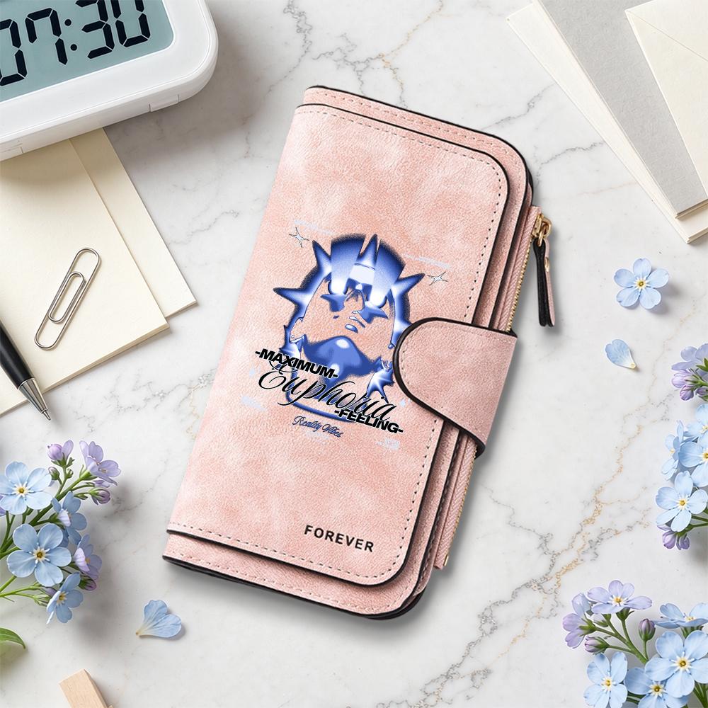 Fashion Pu Leather Wallet Long Multi Card Holder Portable Trendy Cool Graphic Purse for Daily Use