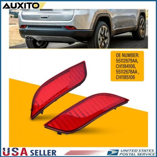 For Jeep Compass Rear Bumper Reflector 2017-2024 Pair Passenger & Driver