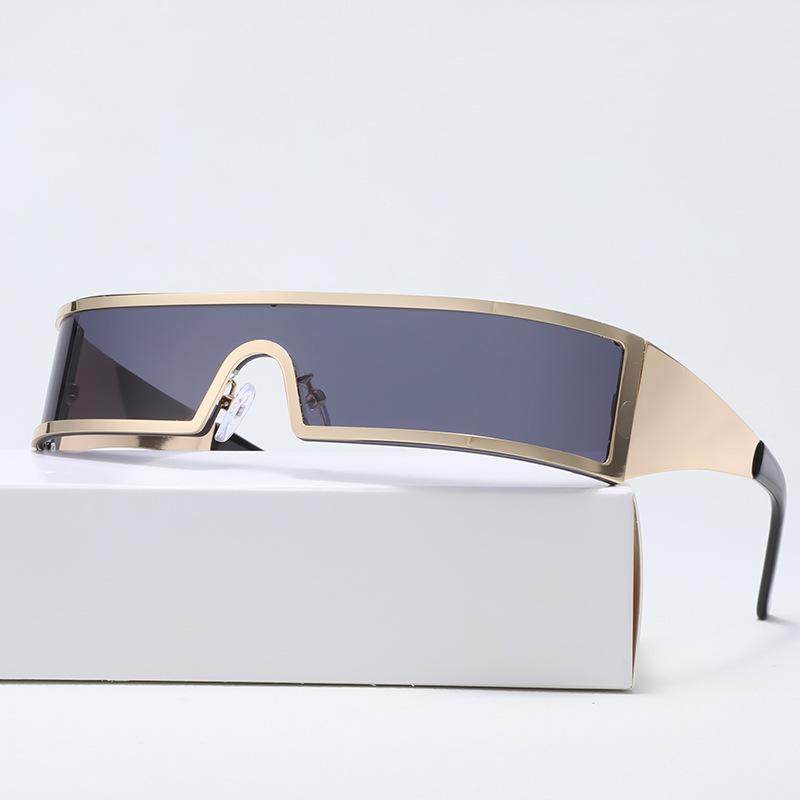 Non-polarized Vintage Trendy Design Small Frame Punk One-Piece Women Men Sunglasses Metal Frame Outdoor Driving Men Sun Eyeglasses