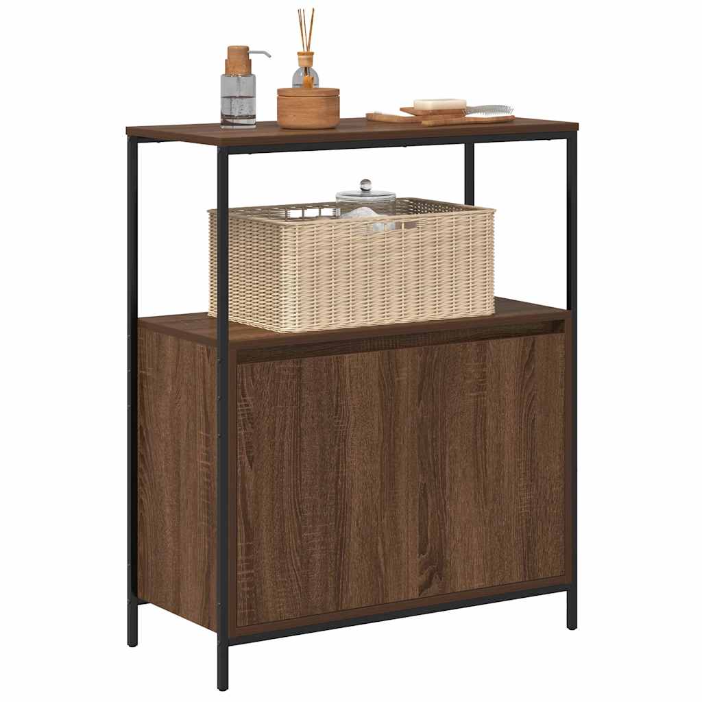 Bathroom Cabinet with Shelves Brown Oak Effect 76.5 X 35 X 95 Cm