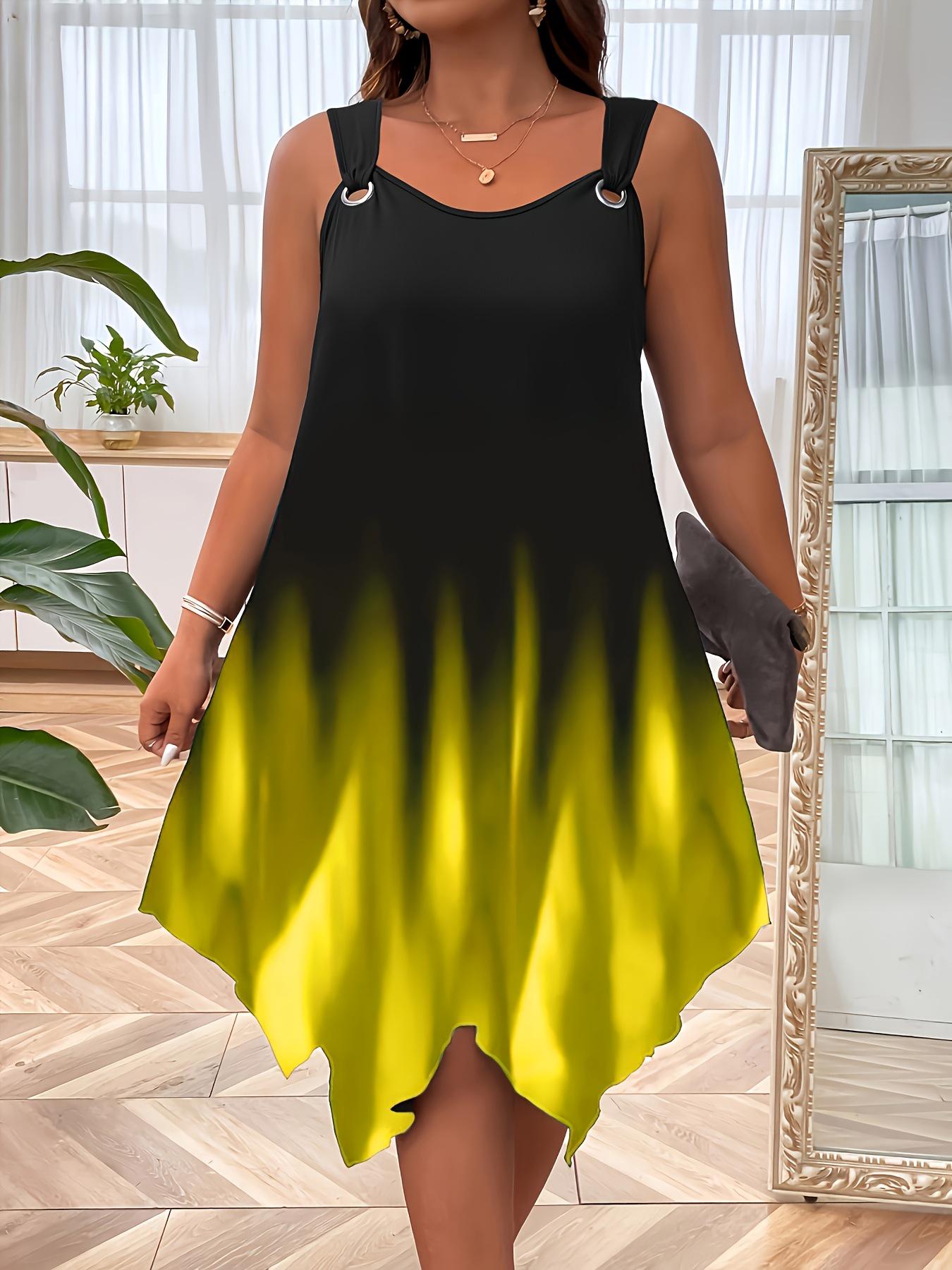 Elegant 2026 A-line Sleeveless Gradient Dress for Women 3XL