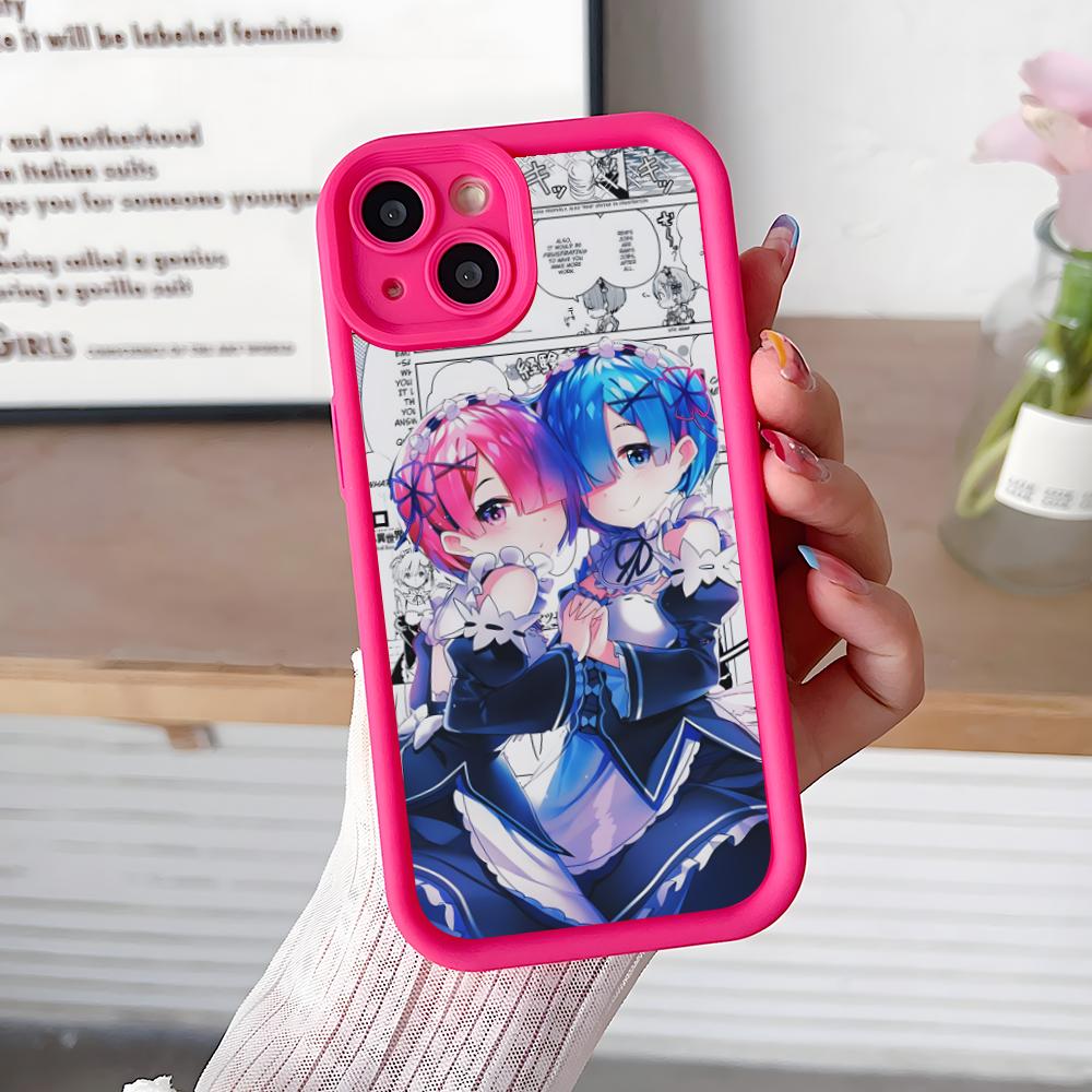 ReZero Rem Ram Thicken TPU Mobile Phone Case for iPhone 17 16 15 14 13 12 11 Air Pro Max Plus Colorful Cover