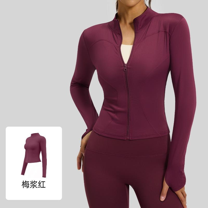 Jane Yi Club Stand-up Collar Yoga Clothing Jacket Running Cycling Sports Skinny Elastic Fitness Yoga Top Women