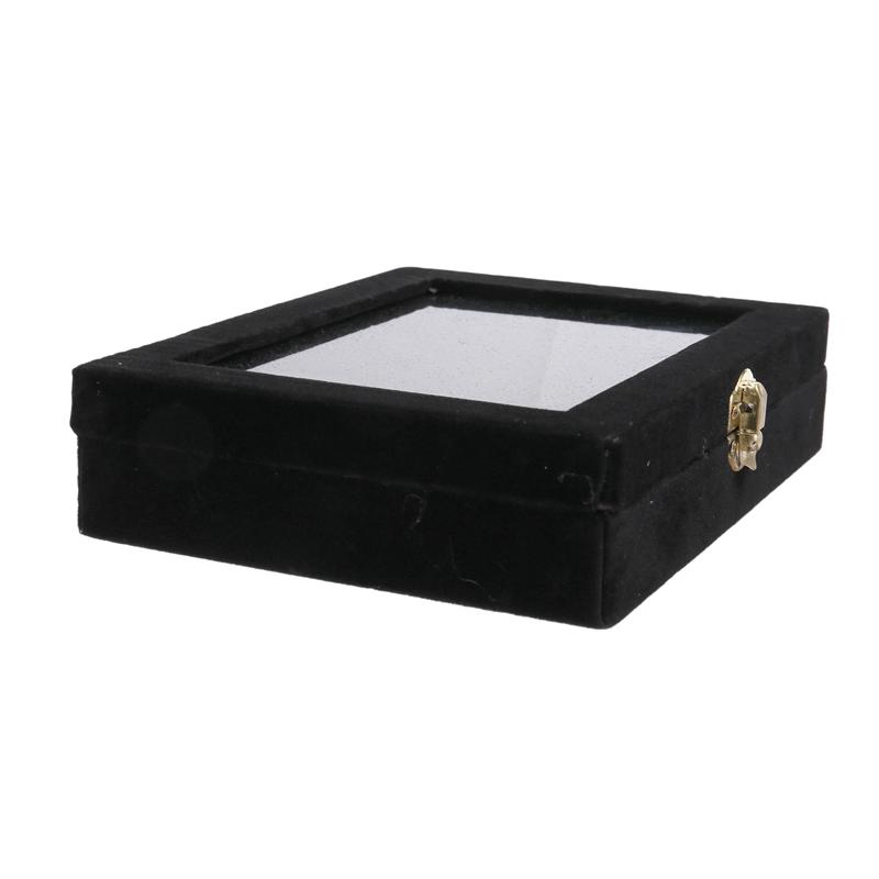 ABWR-5X Velvet Glass Ring Earring Jewelry Display Organizer Box Tray Holder Storage Case, Black