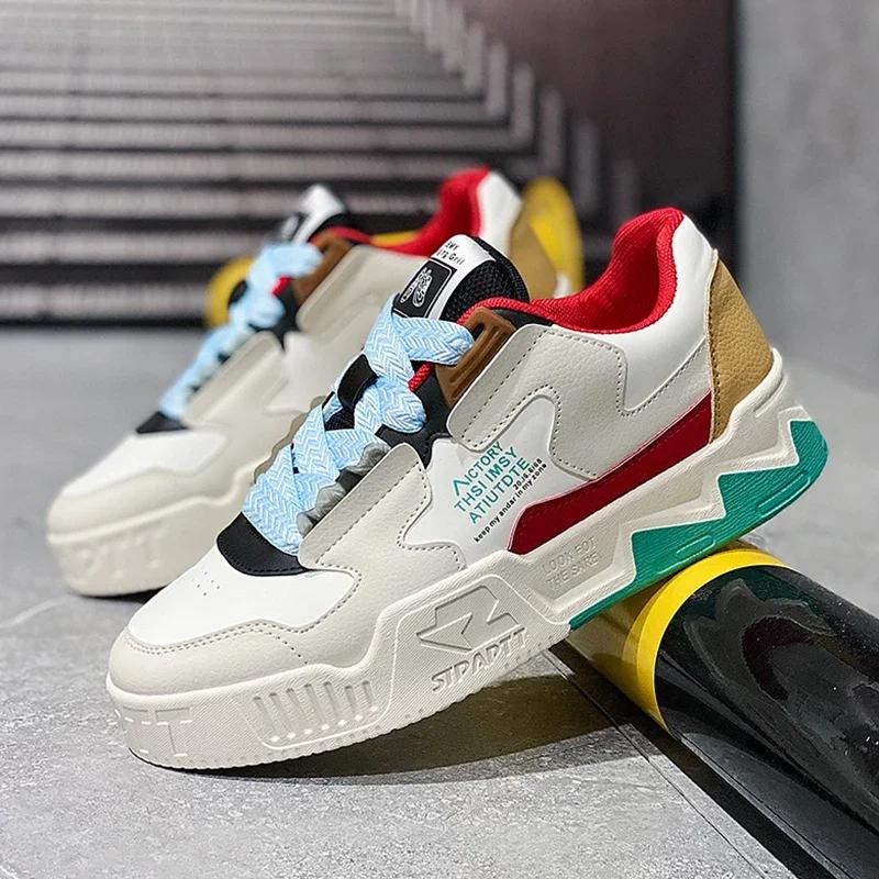2024 New Outdoor Anti Slip Sports Shoes Top Spring and Autumn PU Board Shoes Fashion Student Sulfide Casual Running Shoes Size44