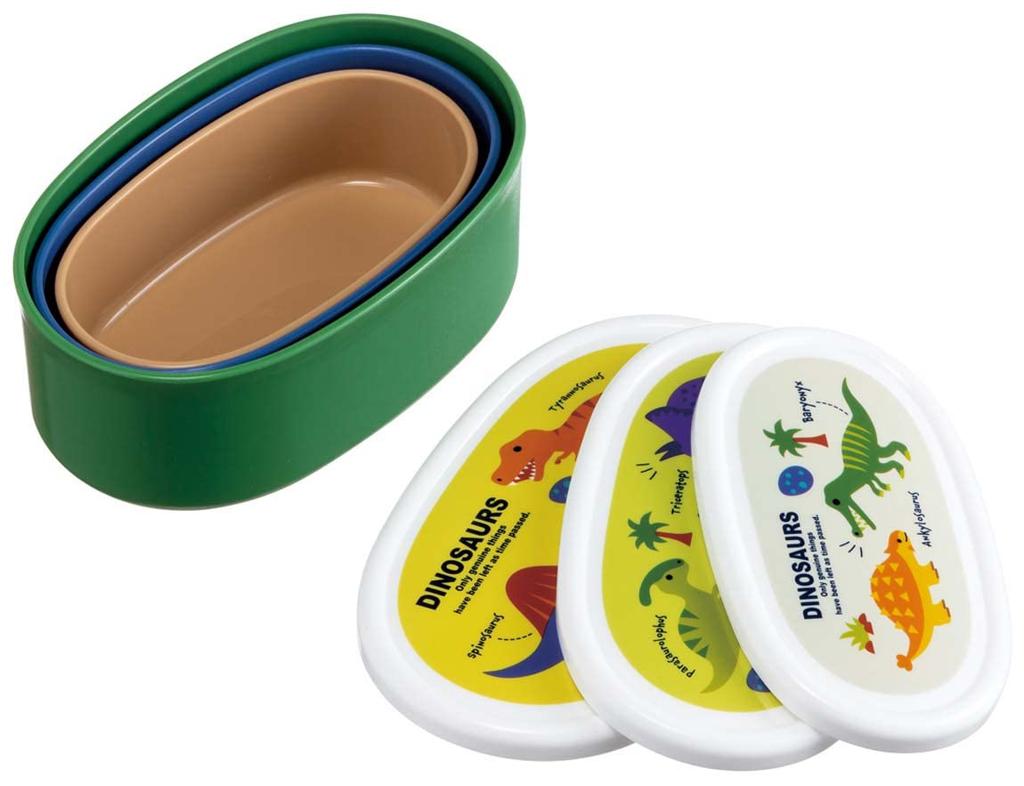 Skater Lunch Sealable Storage Set of Dinosaur Made In Box, Containers, Containers, 3, Picture, Japan, 860ml, SRS3SAG-A