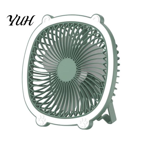 Fan with Soft Light Desk Fan, 3 Adjustable Wind Speeds And Design, USB Compact Travel Charging Hanging Standing Use Cooling for Dormitory Kitchen зелёный