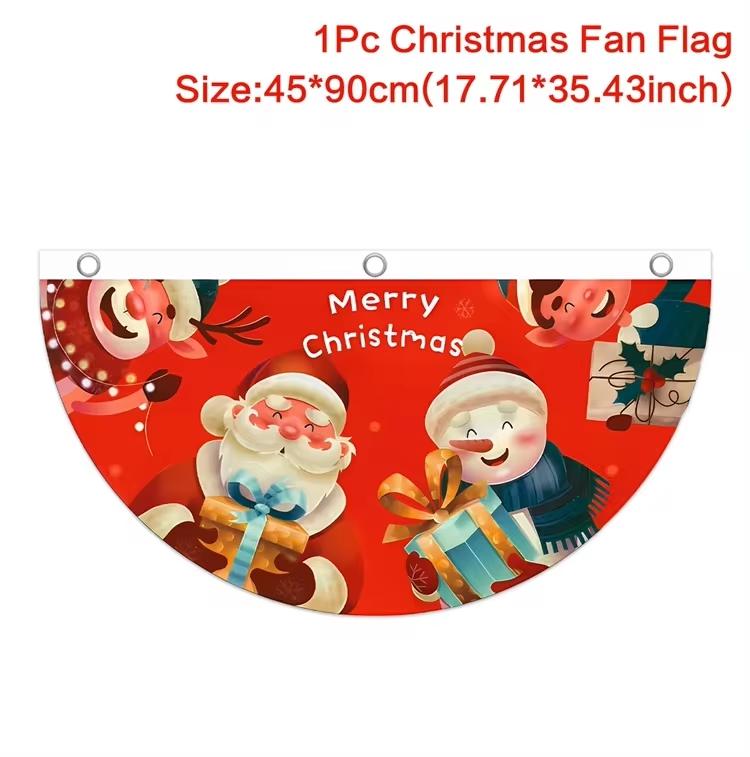 Christmas Fan-shaped Flag Banner Christmas Decor for Home 2026 Christmas Ornament Xmas Navidad Natal Noel Gifts New Year 2026