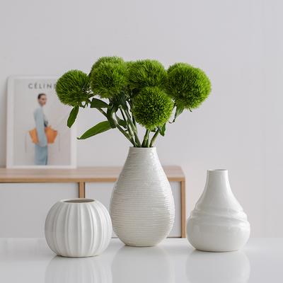 White Minimalist Ceramic Decorative Vase with Fresh Flowers Living Room Entrance Desktop Flower Arrangement Decoration Vases