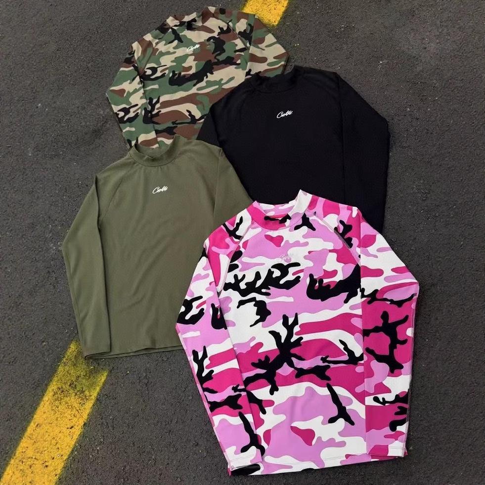 Embroidery Alphabet Camouflage Beauty Tide Street Men'S And Women'S Sports Fitness Long Sleeve T-Shirt