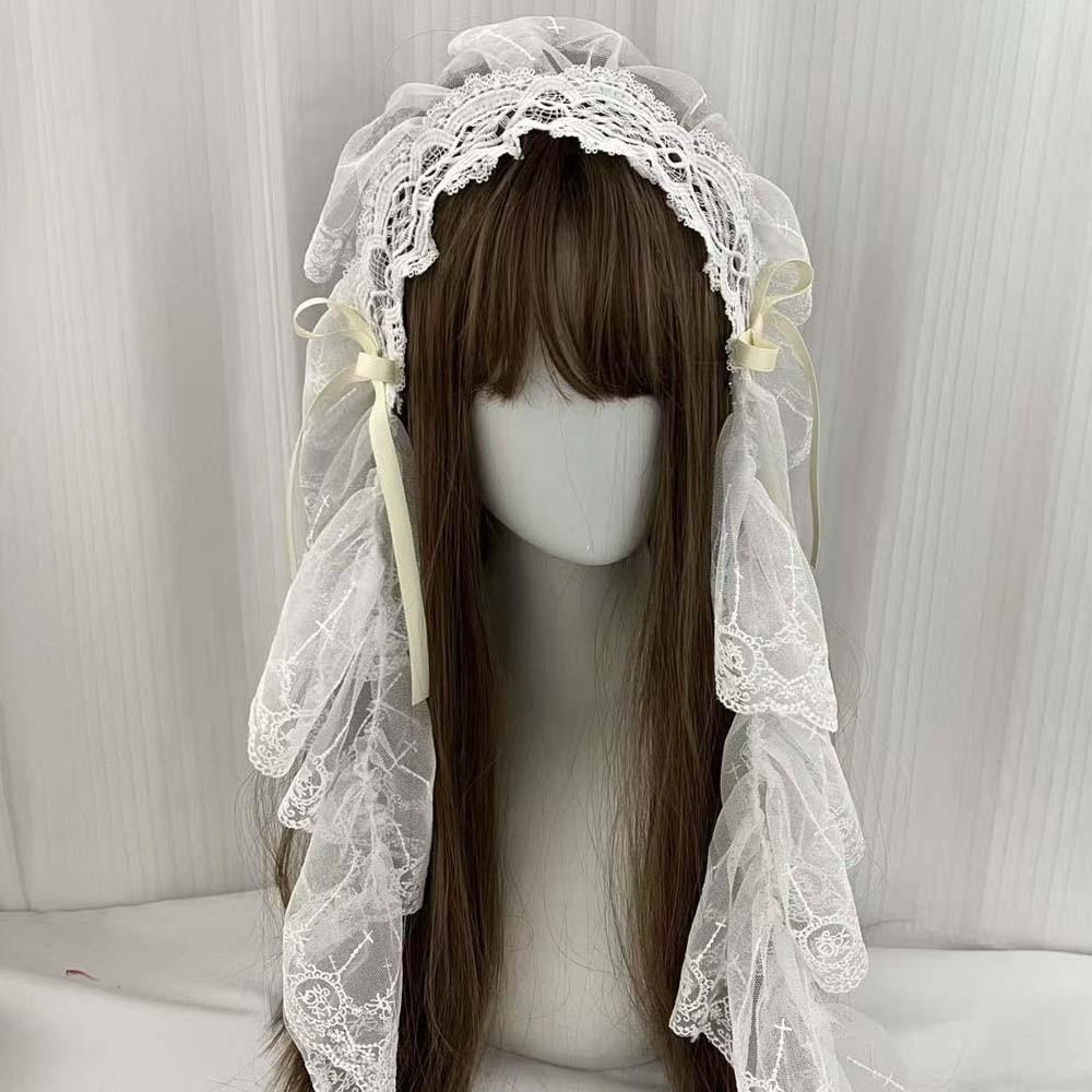 

Y2K Lolita Headwear Black / White Lolita Girls Headband Personalized Lace Bow Hair Band Party