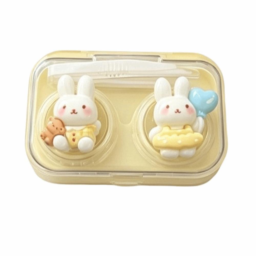 Cartoon Bunny Contact Lens Case Double Compartment Contact Lens Box Companion Box  For Women Girls