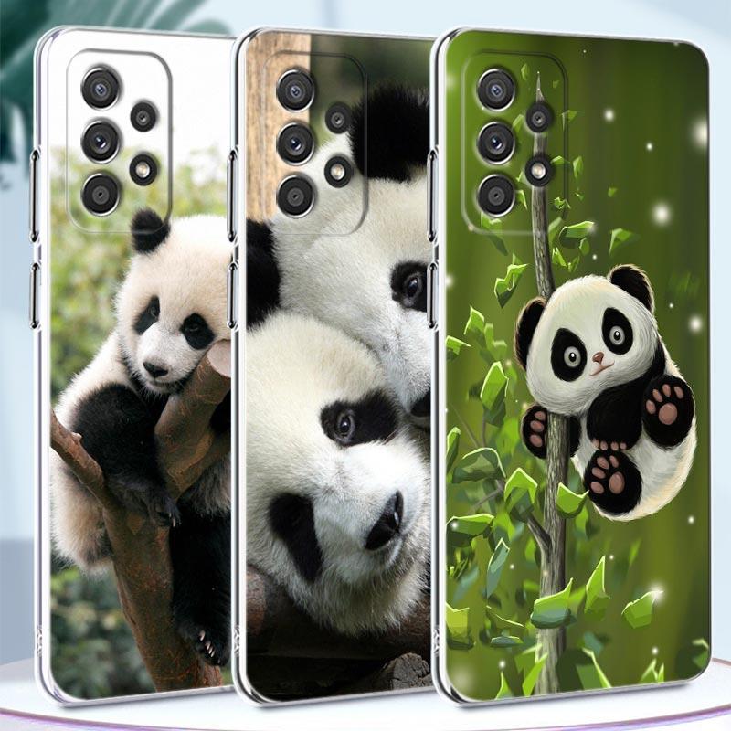 Čiré pouzdro Chinese Baby Panda pro Samsung Galaxy A52 A51 A53 A72 A71 A73 A32 A31 A33 A41 A22 A11 Měkká roztomilá pouzdra Kryt Lazy Bear