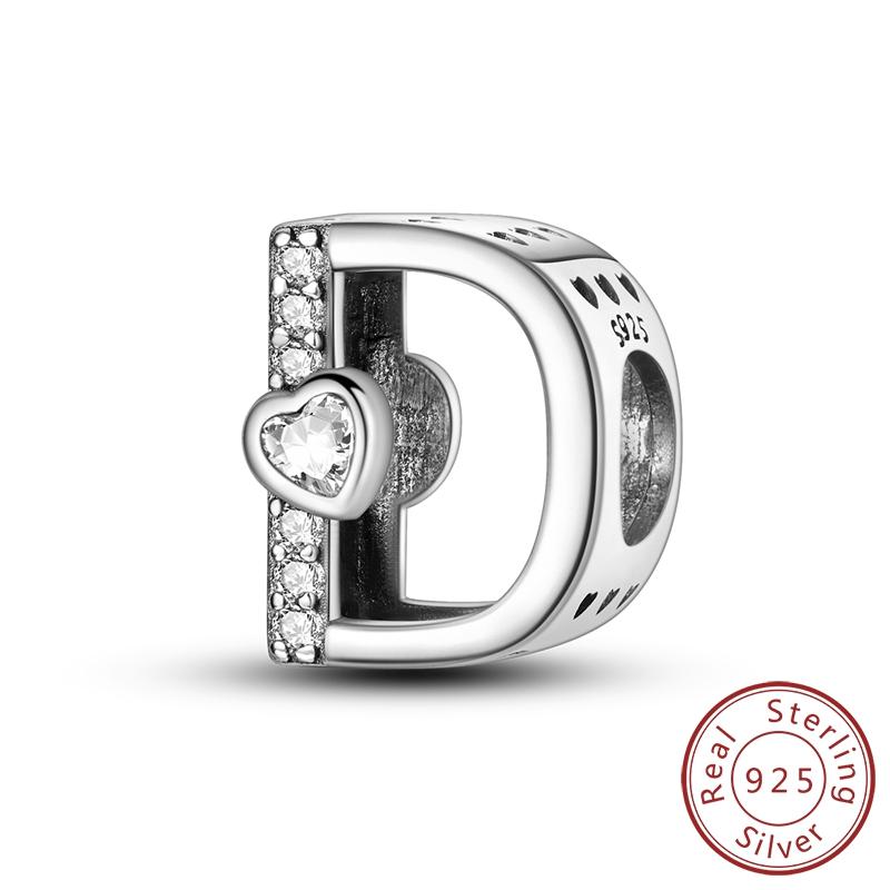 New 925 Silver Charm Beads 26 Letter Alphabet A-Z Charm Fit Original Charms Bracelet DIY Birthday Jewelry Gift Making