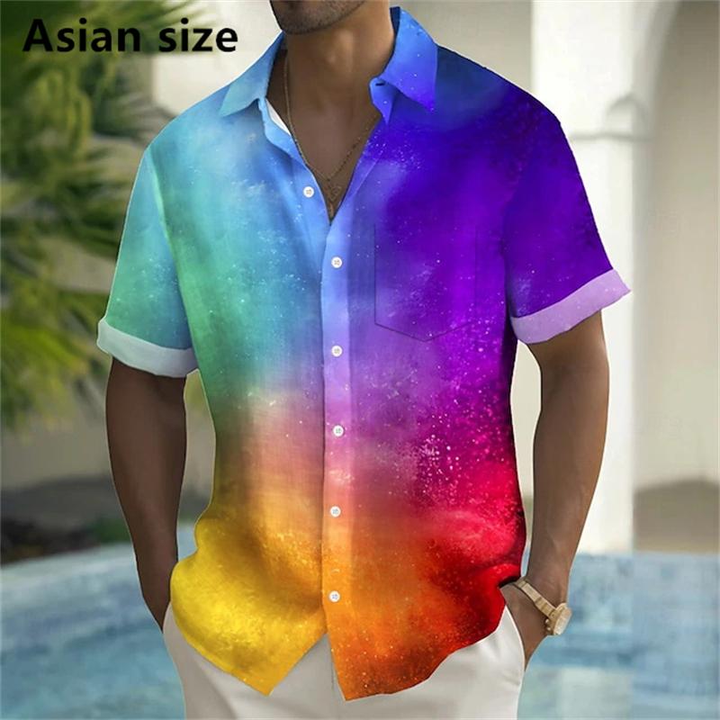 2025 New Summer Rainbow Graphic Men s Vocation Shirts Casual Hawaiian Shirts 3d Print Fashion Men Women Beach Blouse Hot Sale S