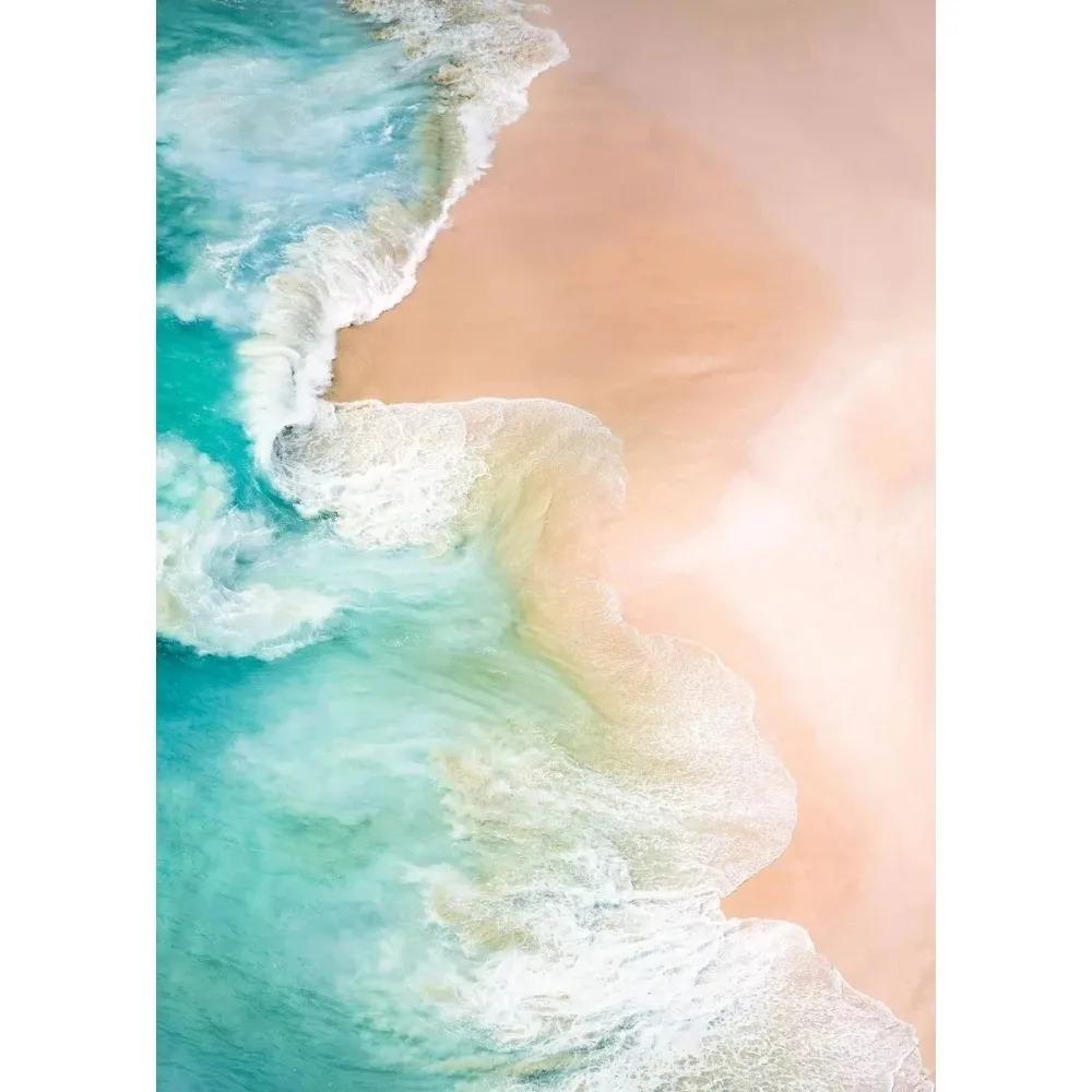 Pink Beach Ocean Artwork Poster Canvas Printing Surf Coconut Tree Nordic Wall Art Living Room Bedroom Home Decor