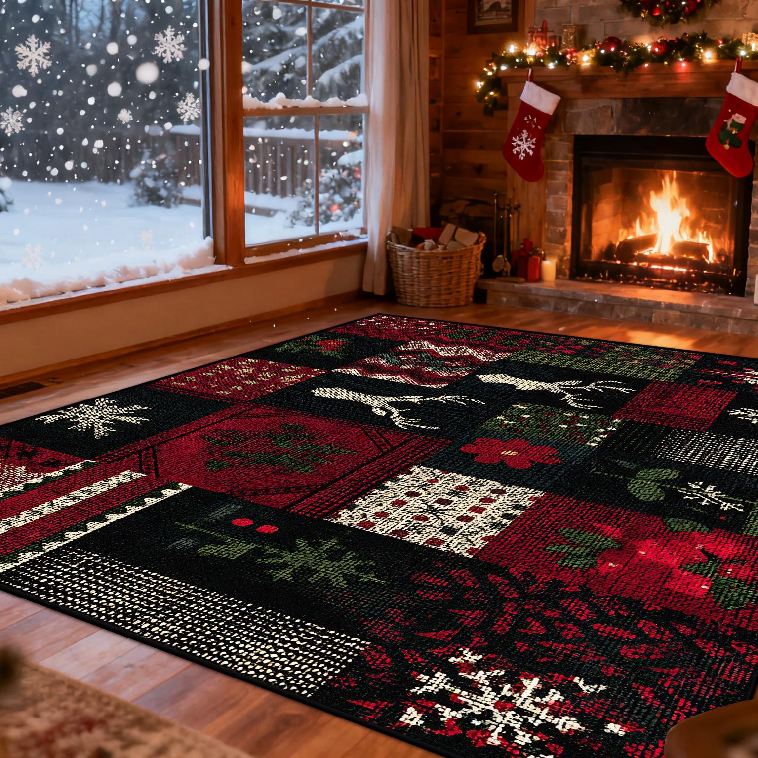 

Christmas American Style Carpet for Living Room Decoration Sofa Coffee Table Area Rugs for Bedroom Large Area Floor Mat Washable 60x90cm