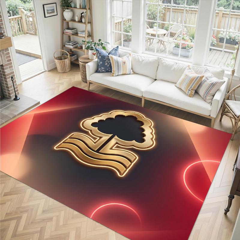 Nottingham Forest Fußball Design Kristall Samt Teppich Gemütlich Nicht?Rutschfester Teppich mit Aufdruck für Schlafzimmer Wohnzimmer Eingang