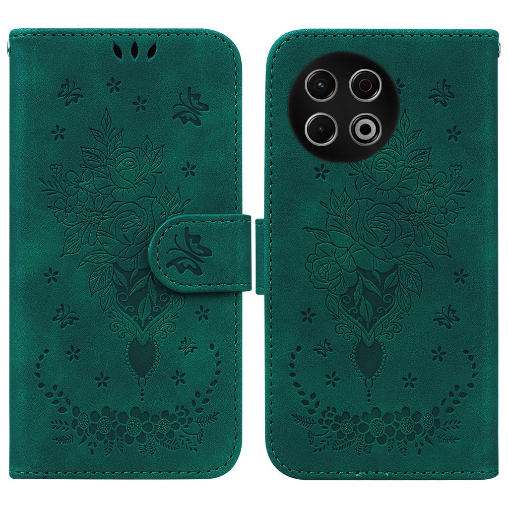 For TECNO Spark 30 Pro 4G Case Butterfly Flower Imprint PU Leather Wallet Phone Cover with Strap