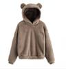 Cute Rabbit Ear Hood Winter Women Hoodies Warm Plush Sweatshirt Long Sleeve Casual Tops Autumn Winter