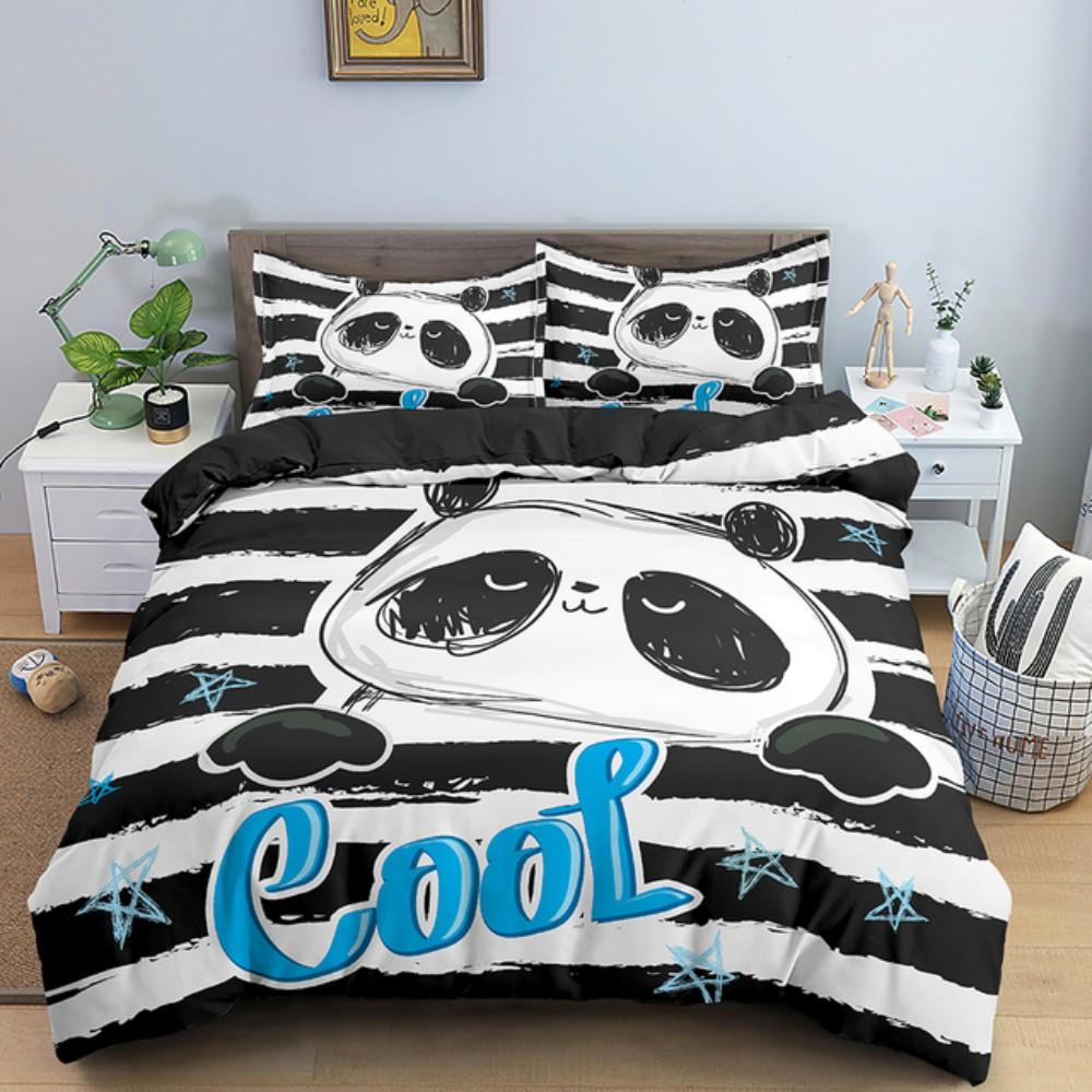 Cartoon Lovely China Panda Bedding Set White Bed Linen 3D Print Gift for Kids Girls Twin Single Queen King Size Duvet Cover Set