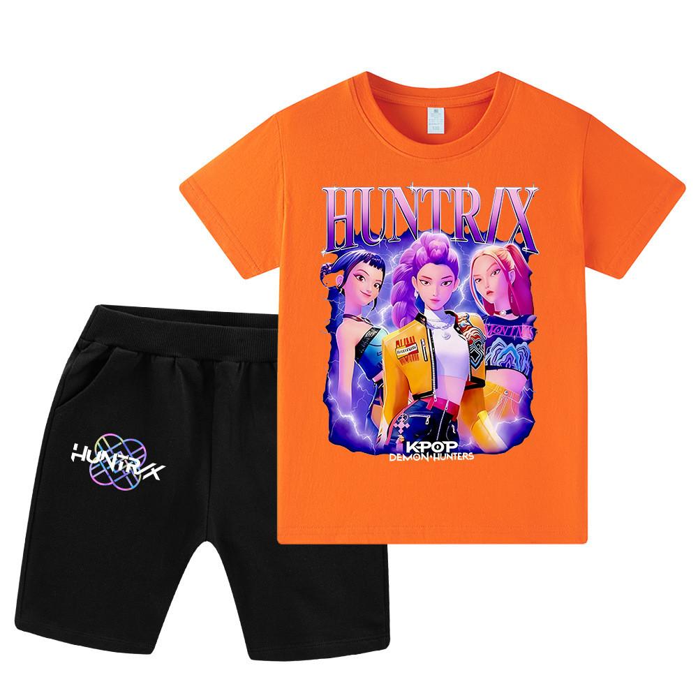WA1228 Kids Boys Girls Kpop Rumi Zoey Mira Print Short Sleeves T-shirt Shorts Pants Sets