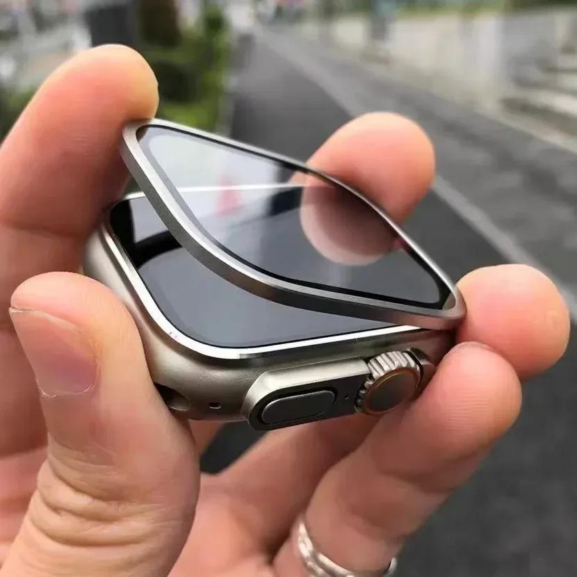 Tempered Glass for Watch Ultra 49mm Titanium Metal Frame Anti-Scratch film for Series Ultra 2 Screen Protector Accessories