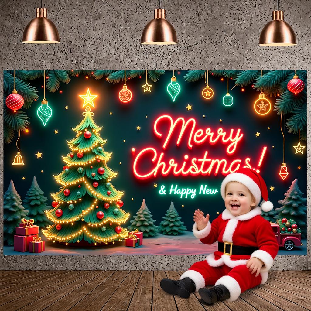 Christmas Banner Festive Decor Holiday Backdrop New Year Banner Holiday Ornaments Xmas Banner For Holiday Photoshoot Family